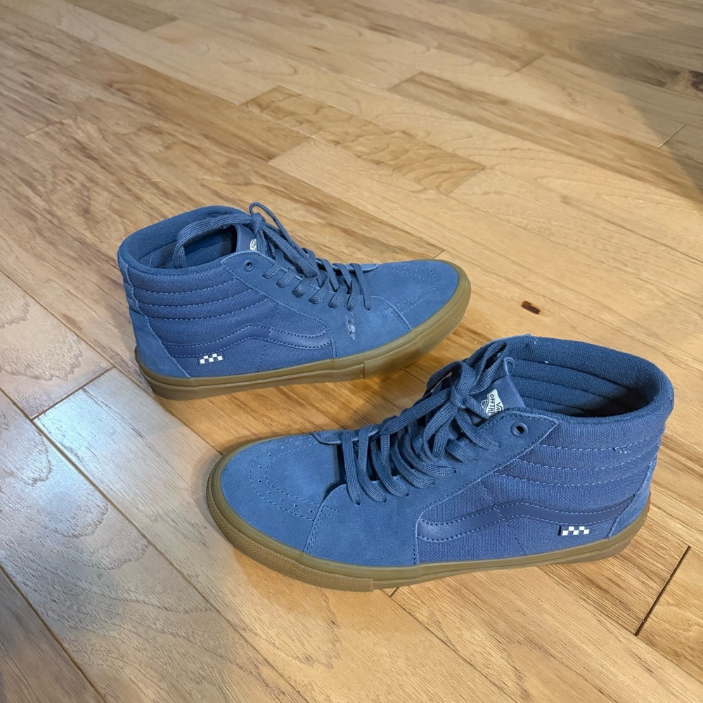 Vans Men’s Skate S8-hi Vintage Blue Canvas and Suede Shoe